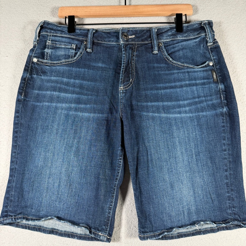 Silver Jeans Co Suki Bermuda Denim Shorts Indigo Blue W32 L9 L53943SCV399